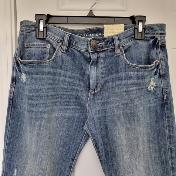 NWT LC Lauren Conrad The Roll Cuff Jeans Medium Wash Mid Rise Denim Size 8 - Picture 2 of 13